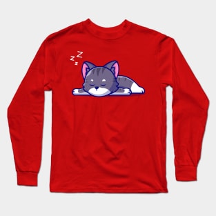 Cute Cat Sleeping Cartoon Long Sleeve T-Shirt